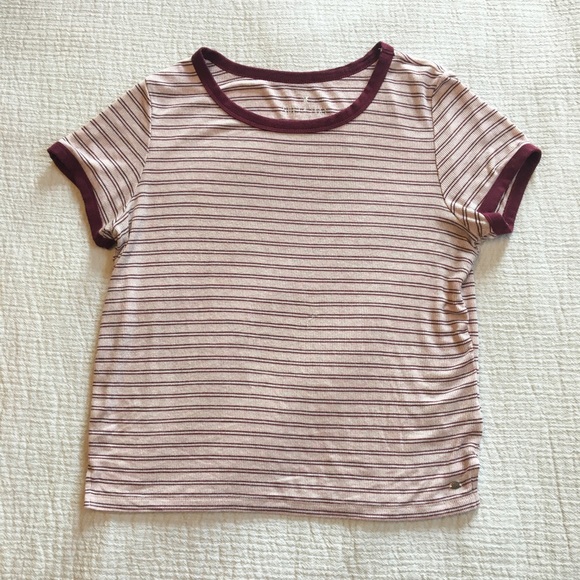 Light Pink & Maroon Striped Tee - Picture 2 of 2